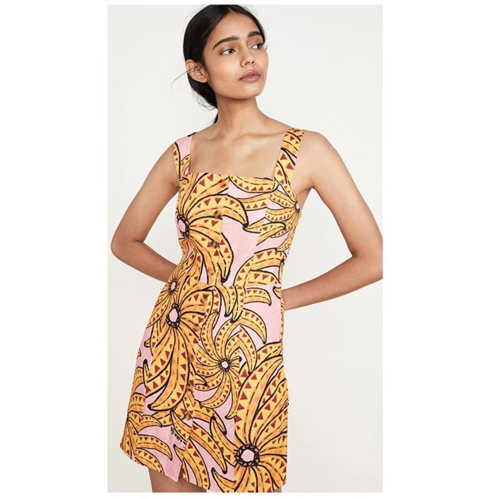 FARM Rio Pink Mini Dress with Yellow Tropical Print